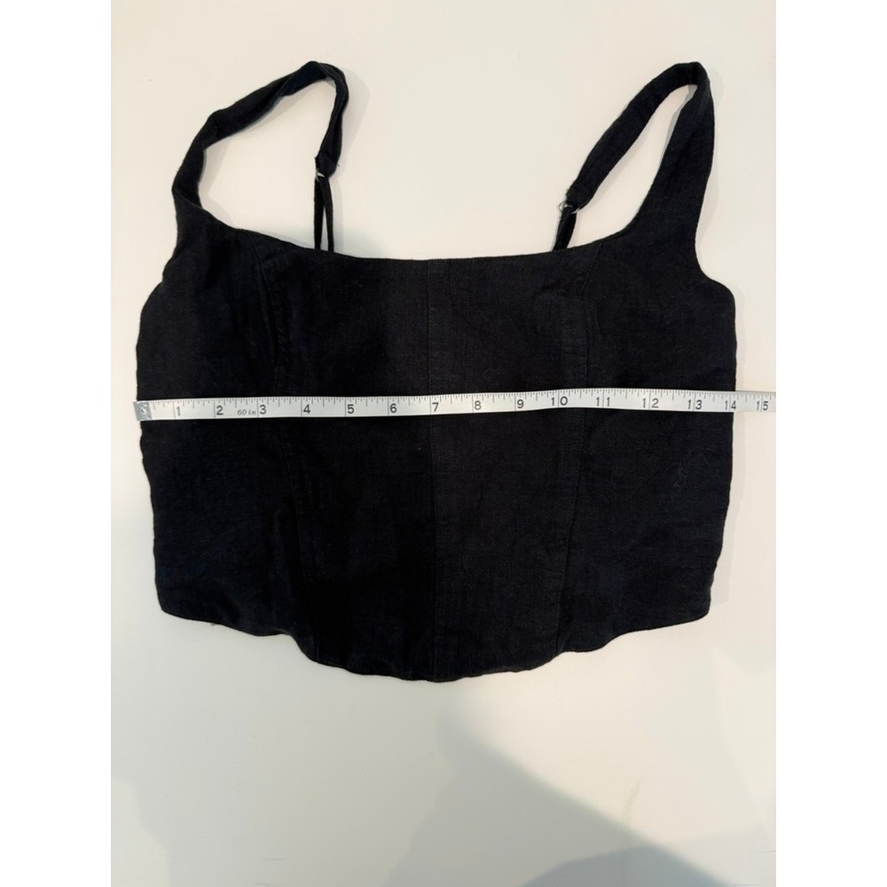 Abercrombie & Fitch Square Neck Crop Top Black Adjustable Straps Smocked Back S - Picture 6 of 7